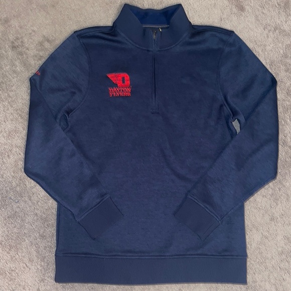 Under Armour Tops - University of Dayton small sweatshirt pullover half zip under armour blue womens
